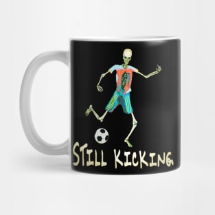 Skeletal Striker: Unleash the Action with our Bone-Chilling Soccer Player Graphic! Kick Into the Extraordinary with this Spine-Tingling Design Mug